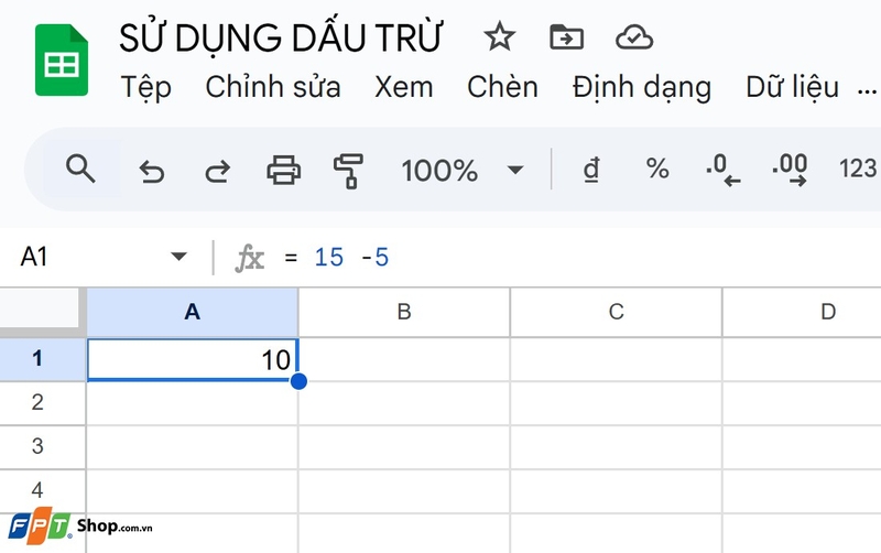 hàm trừ trong Google Sheets ảnh 1