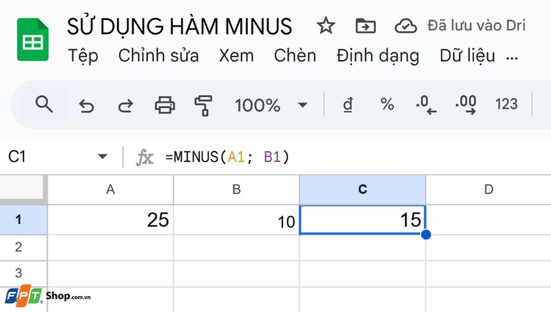hàm trừ trong Google Sheets ảnh 4