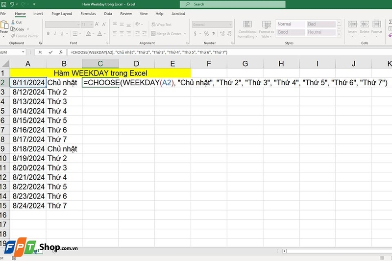 Hàm WEEKDAY - Ảnh 06