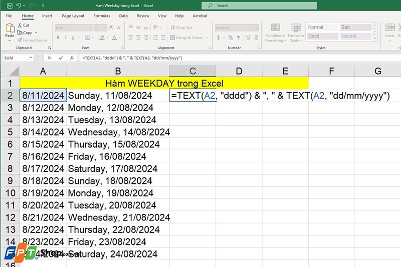 Hàm WEEKDAY - Ảnh 07