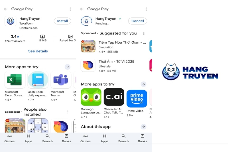 Cách tải về ứng dụng HangTruyen cho thiết bị Android của bạn