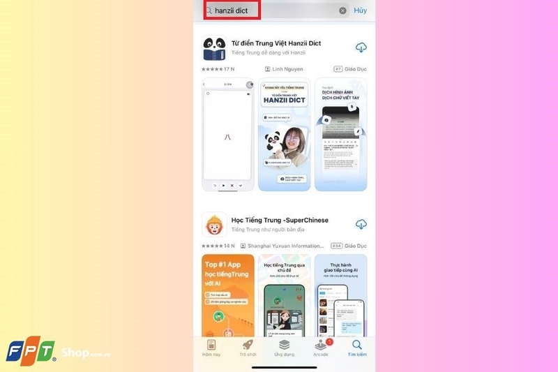 Truy cập vào cửa hàng ứng dụng trên thiết bị