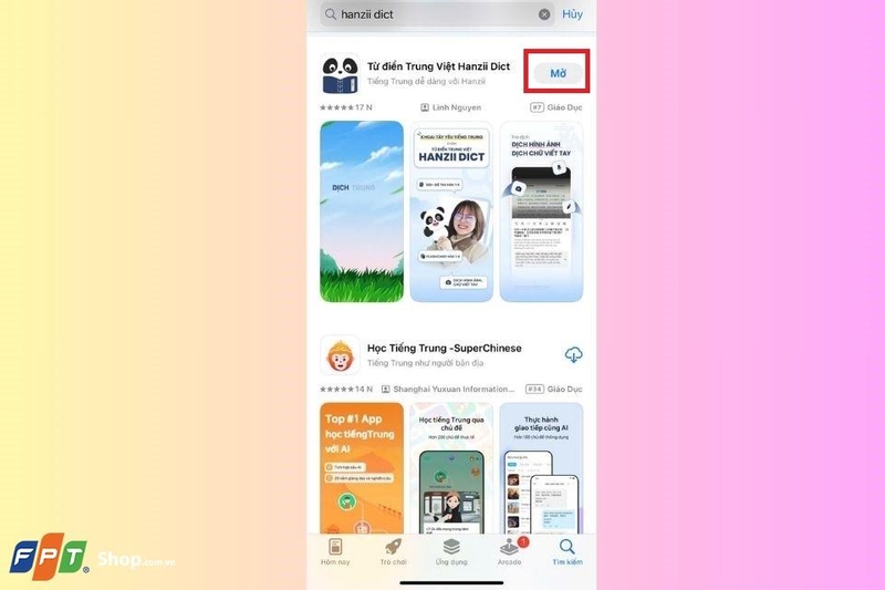 Chạm vào icon ứng dụng để kích hoạt