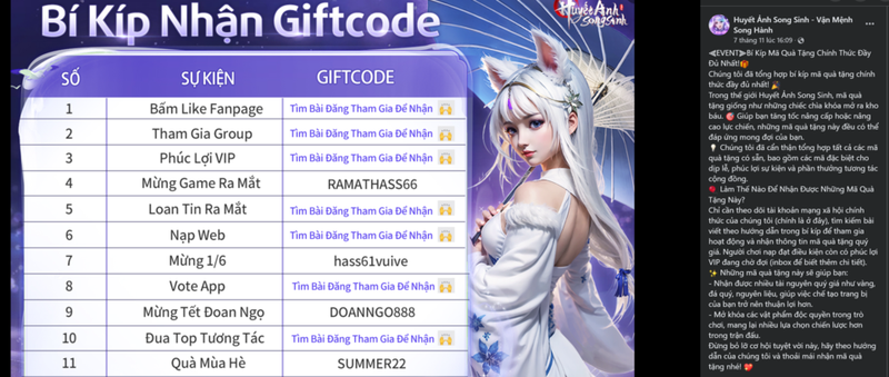 Nhận thưởng game Huyết Ảnh Song Sinh 3