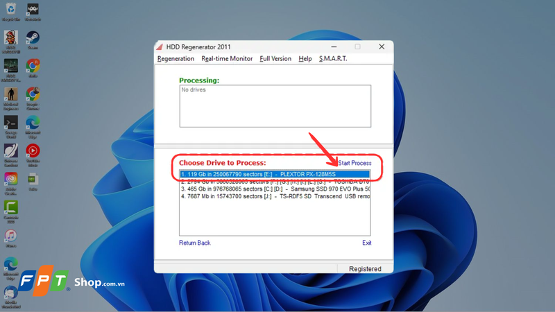 Chọn Start Process để khởi động quá trình sửa lỗi
