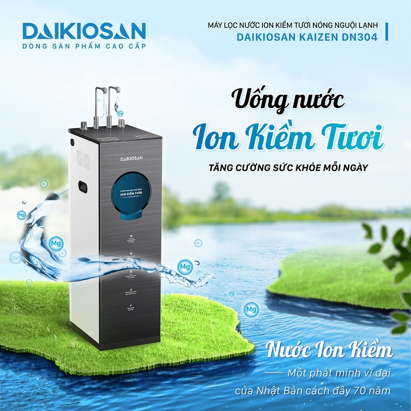 Máy lọc nước ion kiềm tươi nóng lạnh Daikiosan DN304
