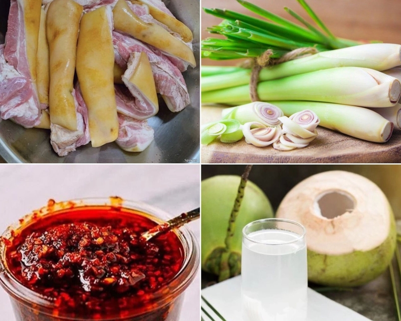 Nguyên liệu cho món heo rừng xào sa tế tuyệt hảo