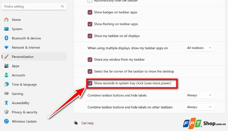 Hiển thị giây trên đồng hồ Win 11 - 03