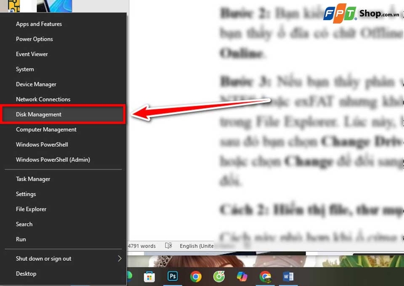 Bạn nhấp chuột phải vào nút Start trên thanh Taskbar