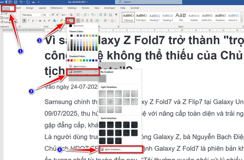 Tạo hiệu ứng Gradient trong Word - 05