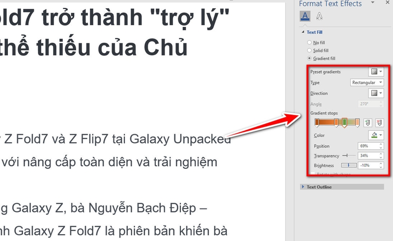 Tạo hiệu ứng Gradient trong Word - 07