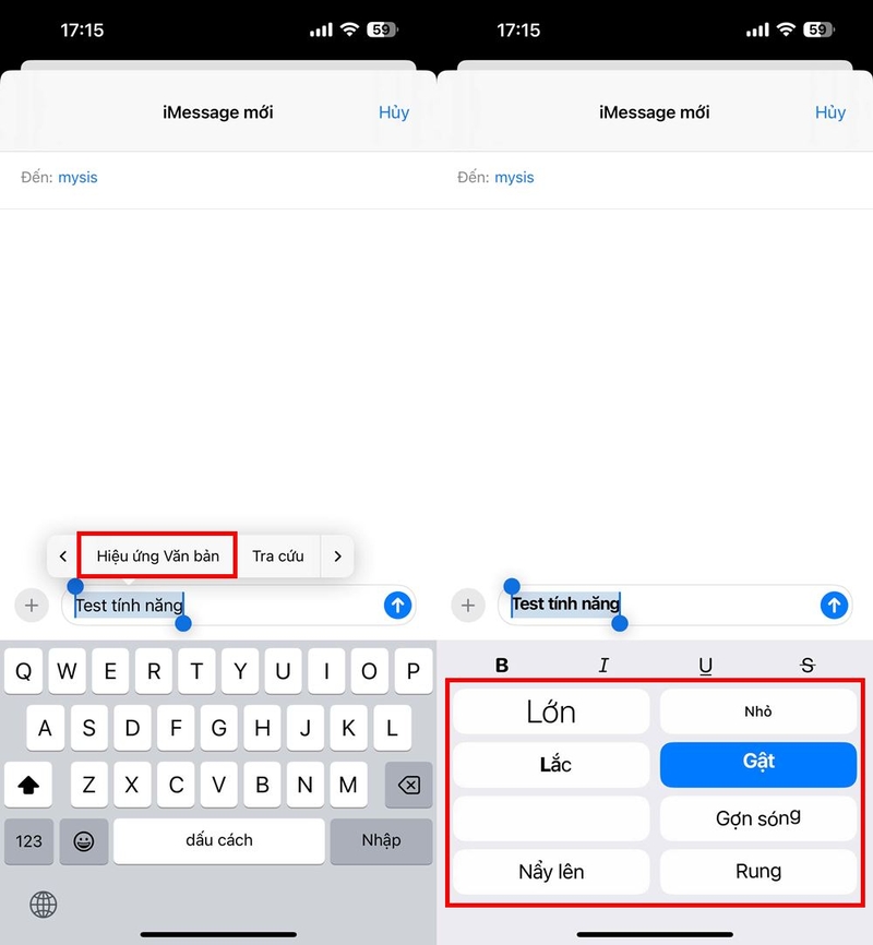 cách sử dụng hiệu ứng văn bản trong Tin nhắn trên iPhone chạy iOS 18 ảnh 3