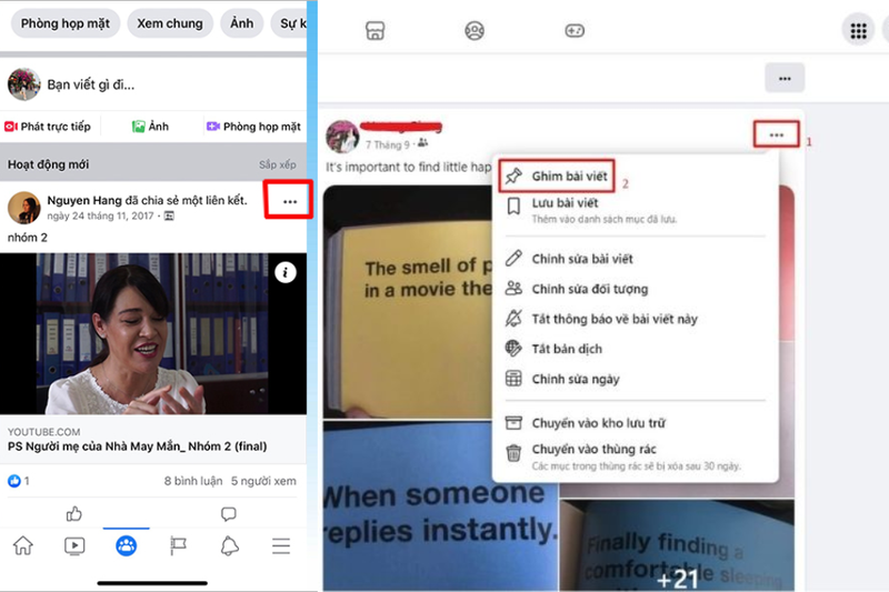 Hướng dẫn ghim bài đăng trên Facebook - Bước 2