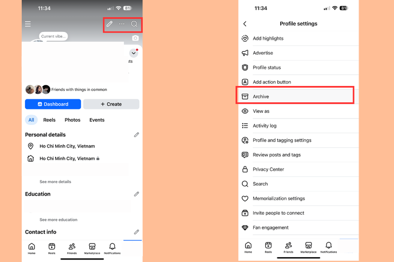Cách tạo tin nổi bật từ kho lưu trữ Story Facebook - Bước 1