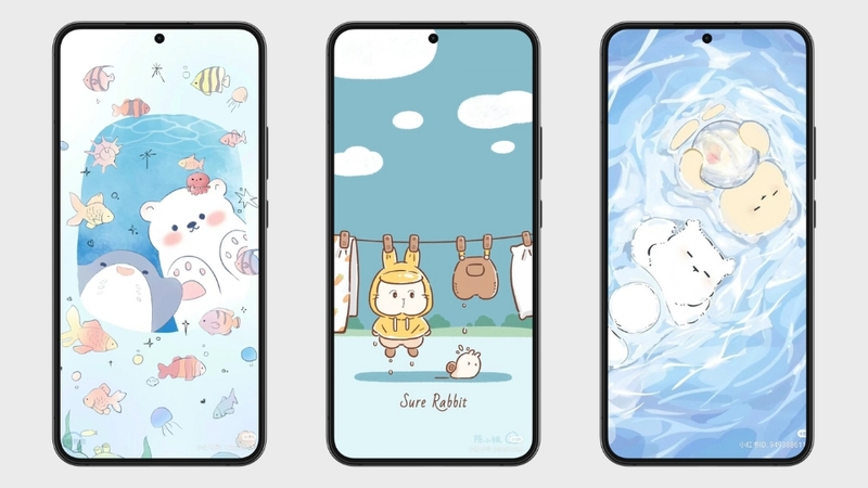 Hình nền cute màu xanh hình con vật (h1)