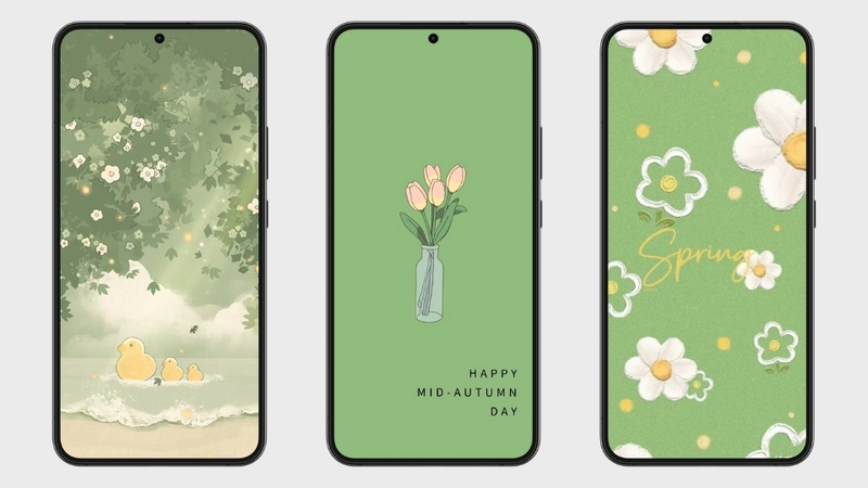 Hình nền cute màu xanh hình hoa (h1)