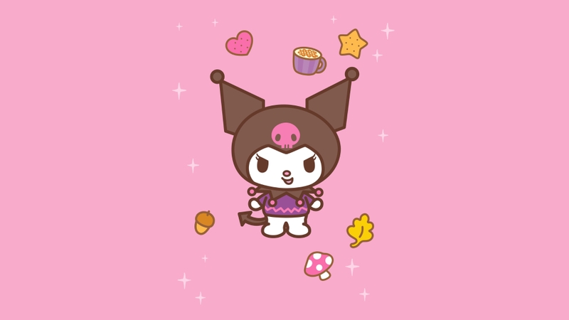 Hình nền Kuromi màu hồng đáng yêu 4
