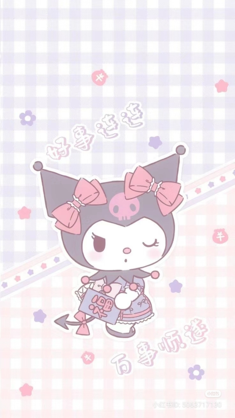 Hình nền Kuromi màu hồng đáng yêu 1