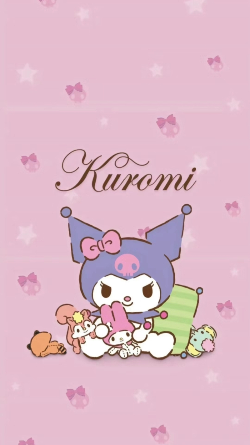 Hình nền Kuromi màu hồng đáng yêu 3