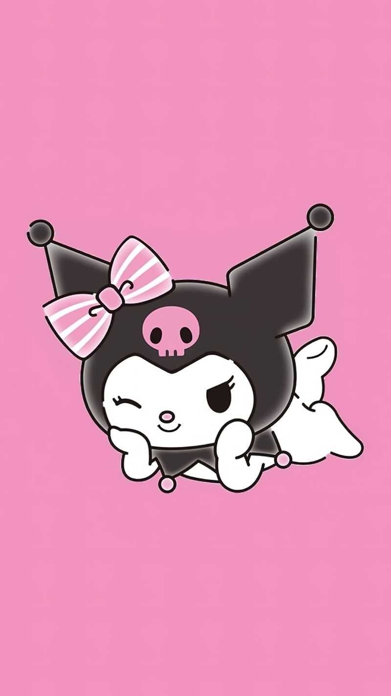 Hình nền Kuromi màu hồng đáng yêu 2