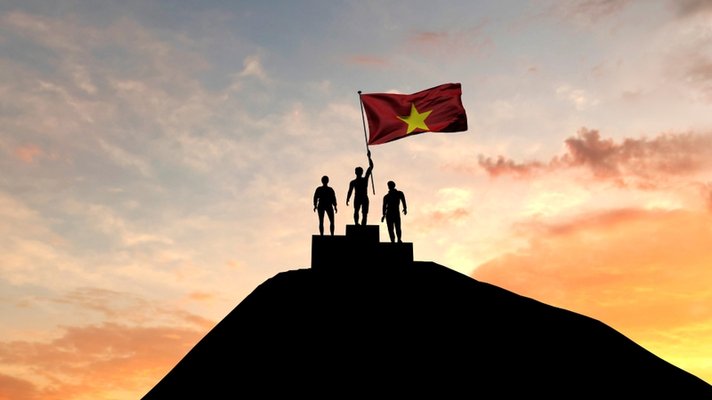 Hình nền lá cờ Việt Nam mừng chiến thắng 1