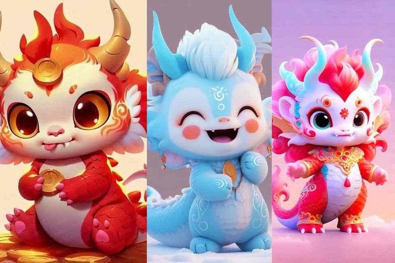 Cài đặt ảnh nền Tết hình chú Rồng đáng yêu