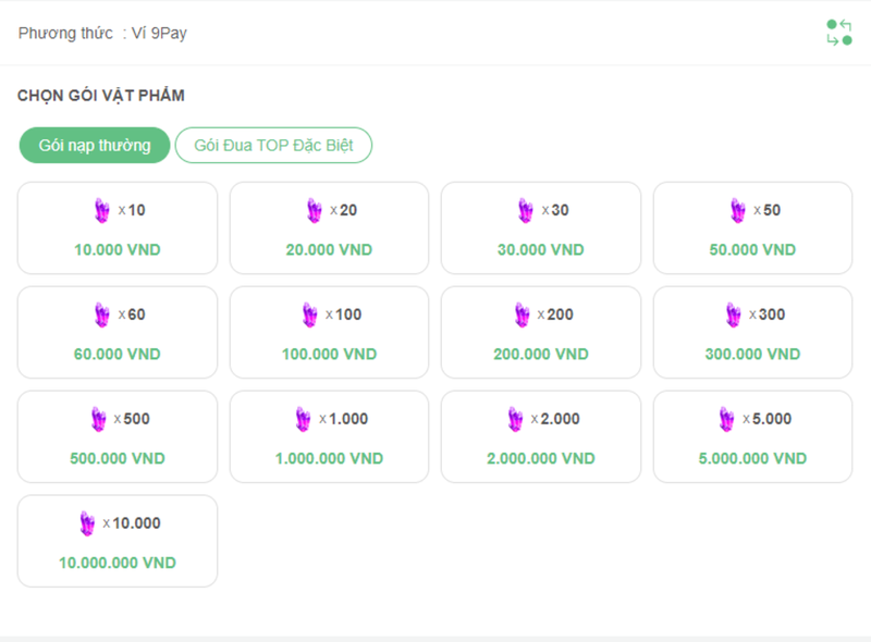 Cách nạp qua ví điện tử 9Pay 3