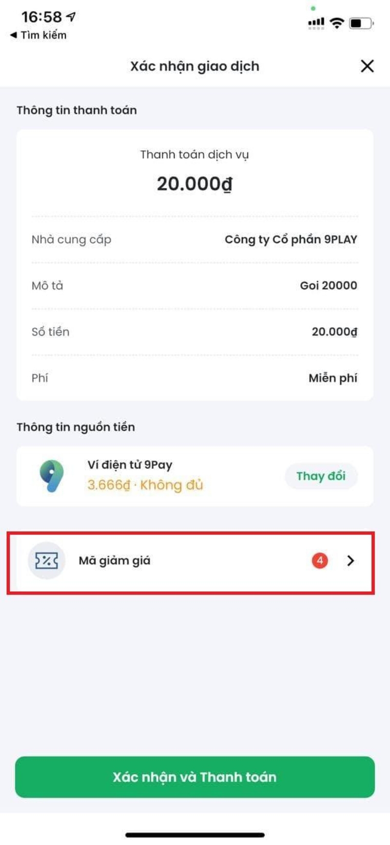 Cách nạp qua ví điện tử 9Pay 6