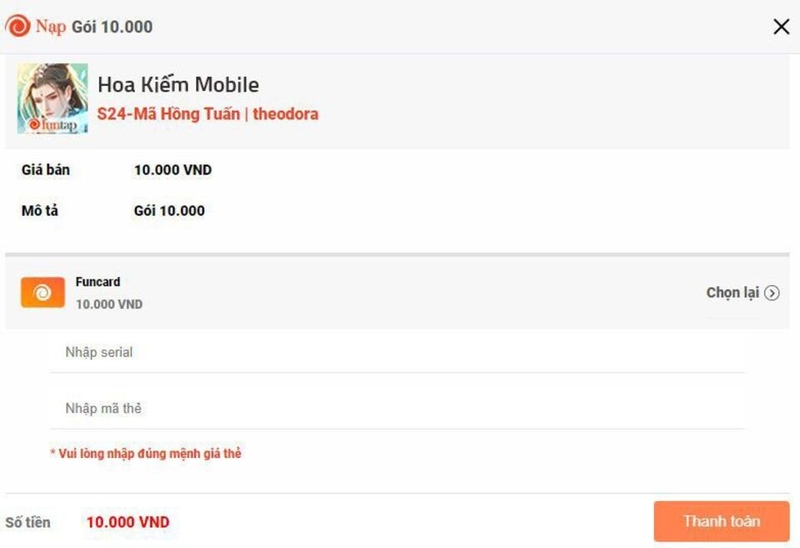 Cách nạp thông thường qua Playfun / Funtap 4