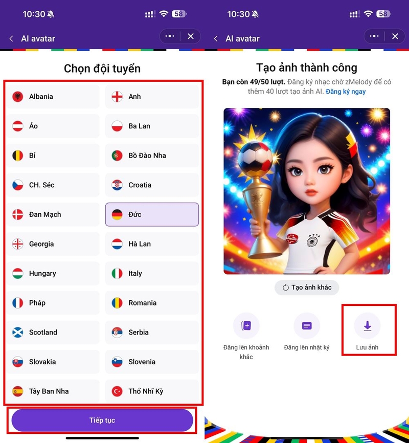 Cách hóa thân thành tuyển thủ Euro với Zalo AI ảnh 4