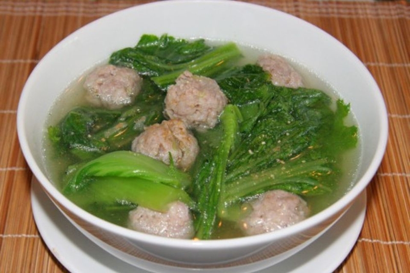canh cải bẹ xanh thịt viên 5