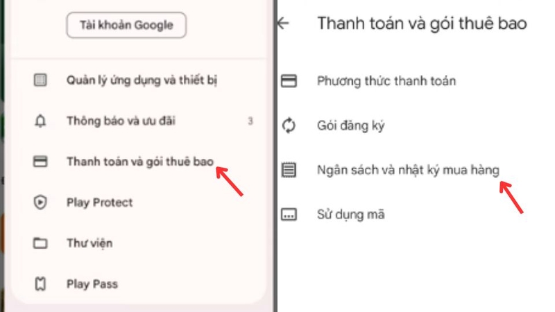 Bước 2: Chọn Thanh toán và gói thuê bao  loading=