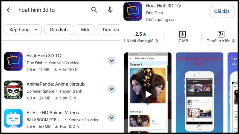 Tải app qua CH Play trên Android