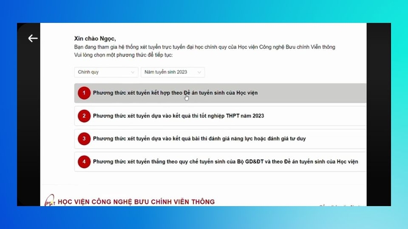 Lựa chọn phương thức xét tuyển