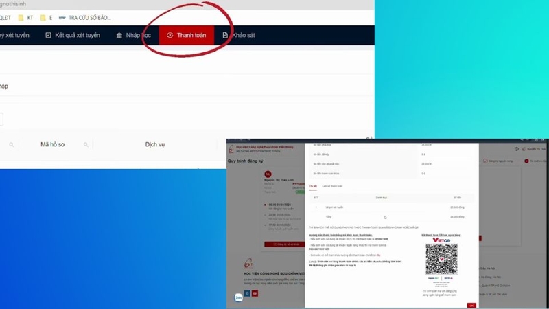 Thanh toán cho các nguyện vọng mình đã đăng ký