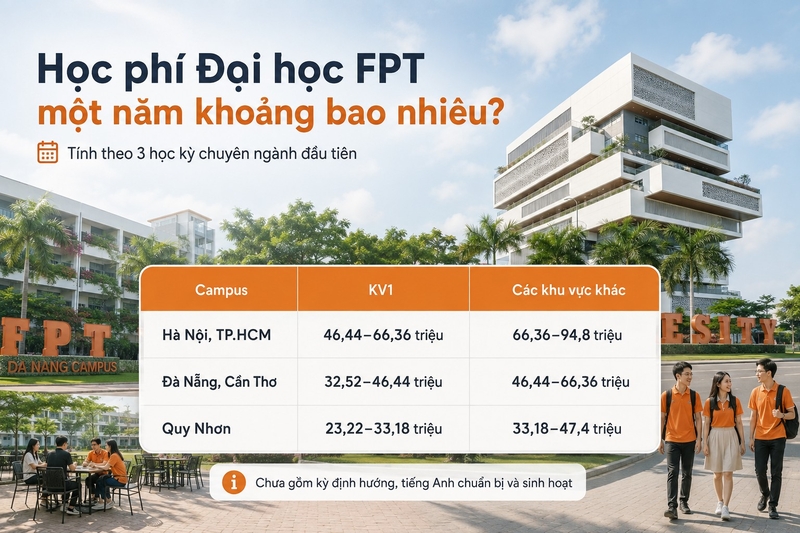 Học phí Đại học FPT một năm khoảng bao nhiêu