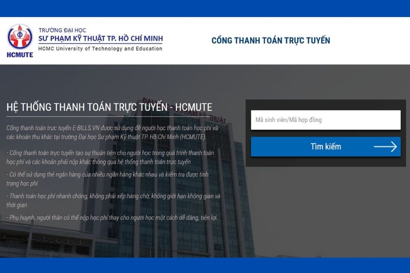 Các phương thức đóng học phí tại trường Sư phạm Kỹ thuật TP.HCM