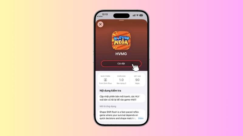 Nhấn Cài đặt để bắt đầu tải game về thiết bị