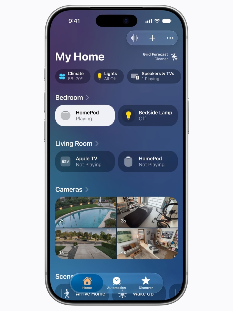 HomePod mini 2 cho phép quản lý và điều khiển các thiết bị nhà thông minh từ xa thông qua ứng dụng Home trên iPhone.