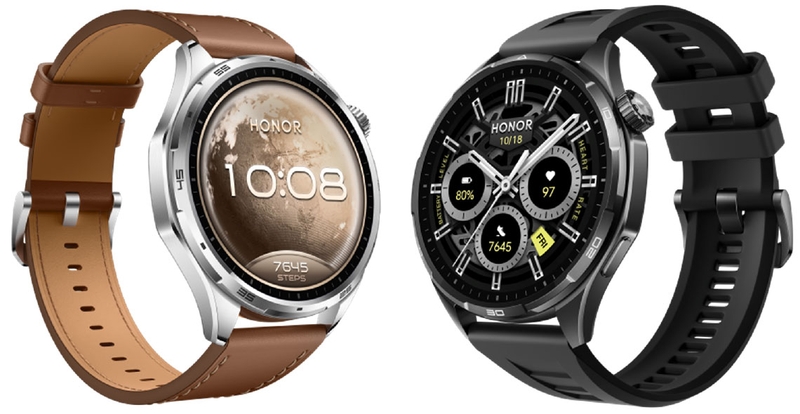HONOR Watch 6 sở hữu thiết kế lấy cảm hứng từ đồng hồ xe đua, kết hợp mặt đồng hồ tròn và hai phong cách dây đeo khác nhau.