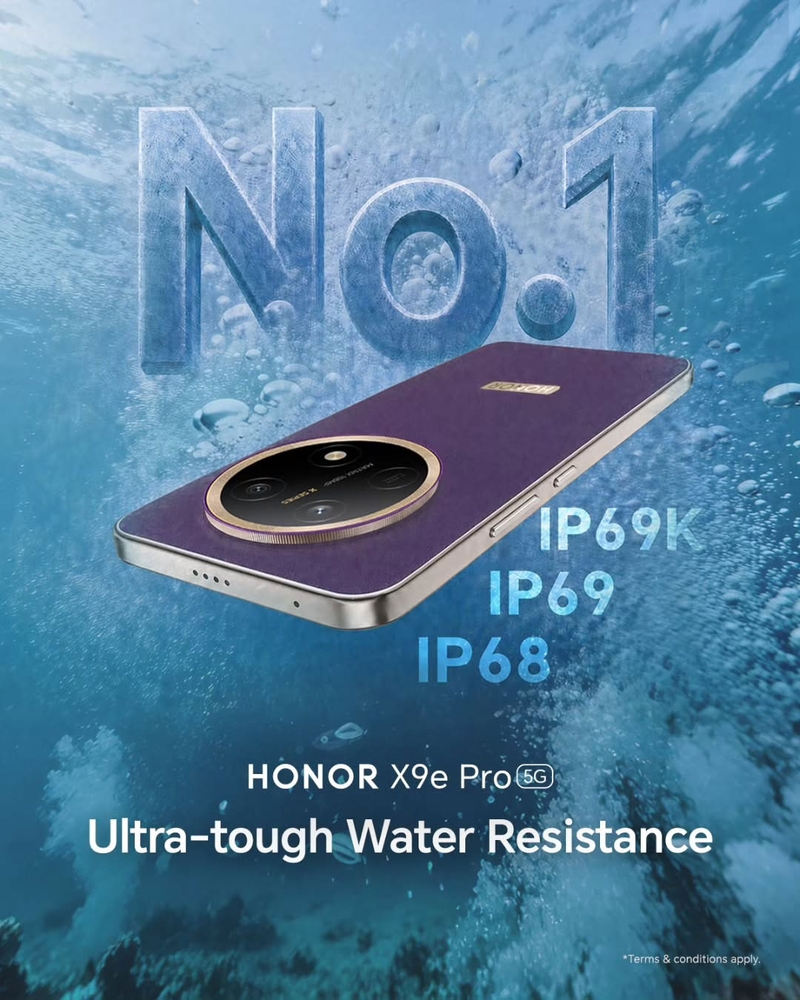 HONOR X9e Pro hỗ trợ chuẩn IP68, IP69 và IP69K, tăng khả năng bảo vệ khi tiếp xúc với nước trong nhiều điều kiện sử dụng.