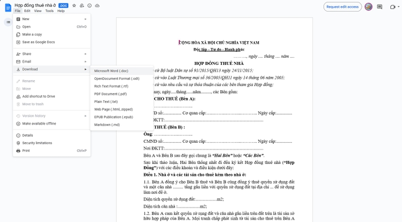Hướng dẫn cách tải hợp đồng thuê nhà 1