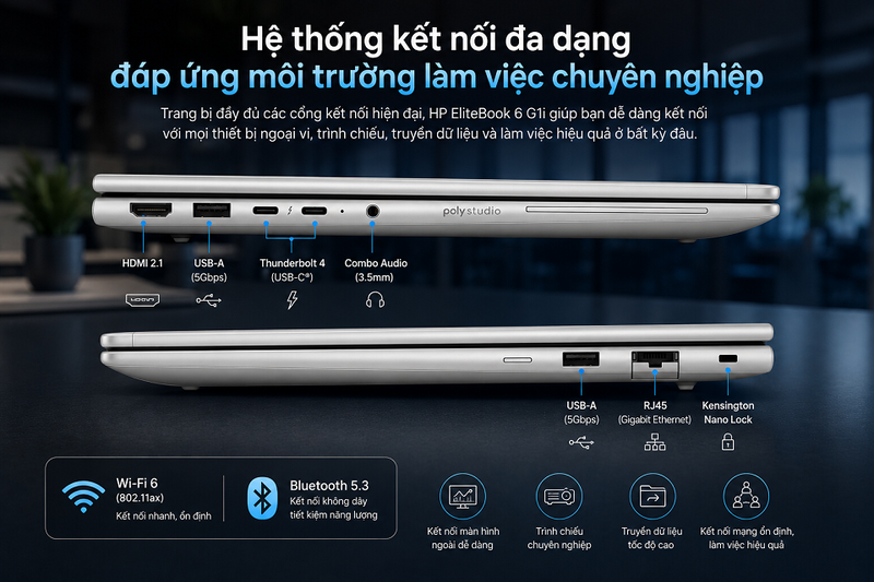 Hệ thống kết nối đa dạng đáp ứng môi trường làm việc chuyên nghiệp