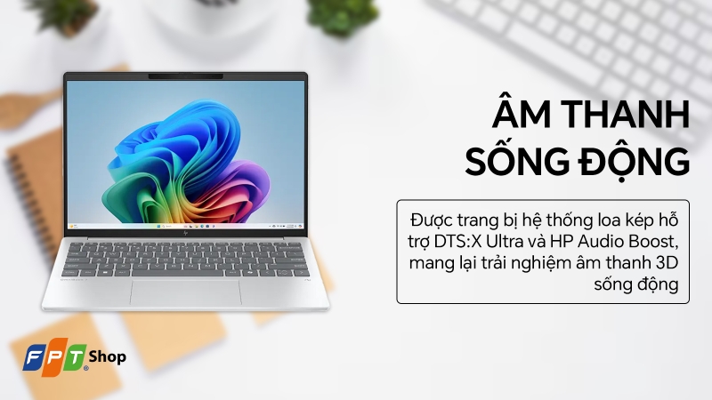 HP OmniBook 7 Aero 13-bg1087AU - Âm thanh sống động, camera 5 MP tối ưu họp trực tuyến
