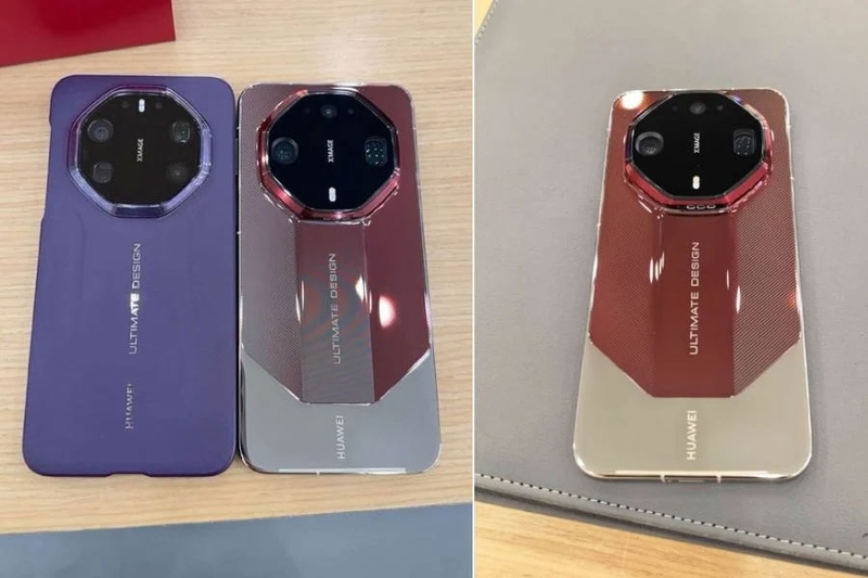 HUAWEI Mate 90 RS Ultimate xuất hiện với hai cách phối màu, trong đó có phiên bản mặt lưng gốm đỏ.