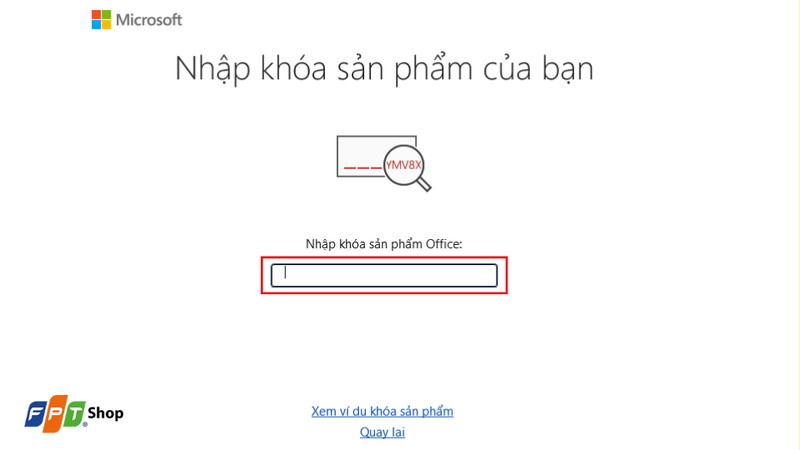 Nhập key Office của bạn