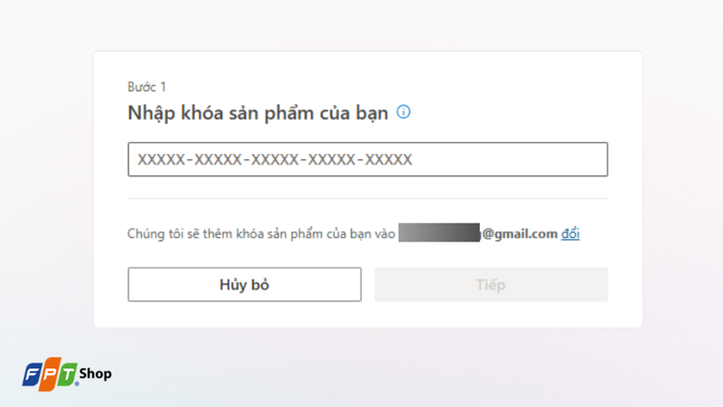 Nhập key đầy đủ