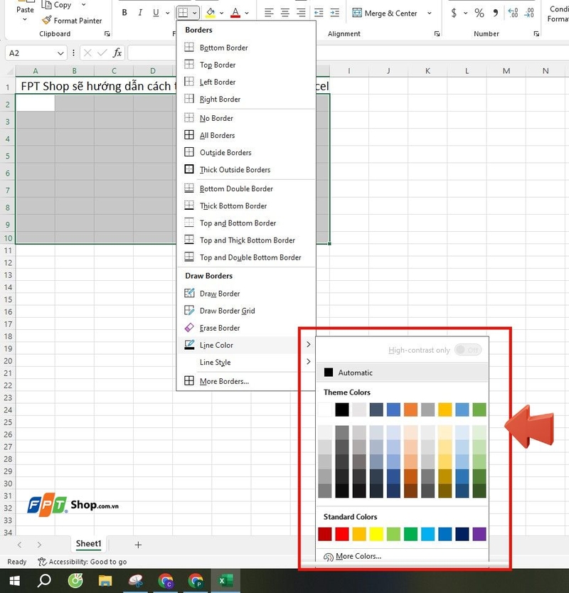 Hướng dẫn cách thay đổi màu viền trong Excel (ảnh 3)