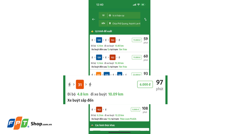 Đề xuất lộ trình đi xe buýt