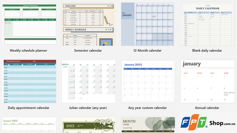 Lịch Excel có tính ứng dụng và tiện ích cao